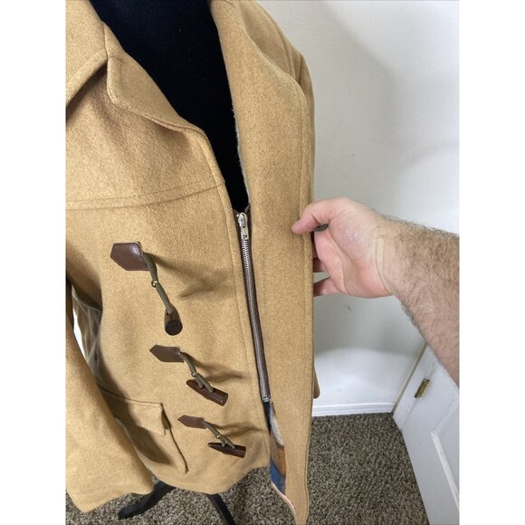 Vintage Mitchell Wool Duffle Coat 70s Toggle Plaid Lined Winter Woman M - Picture 4 of 14